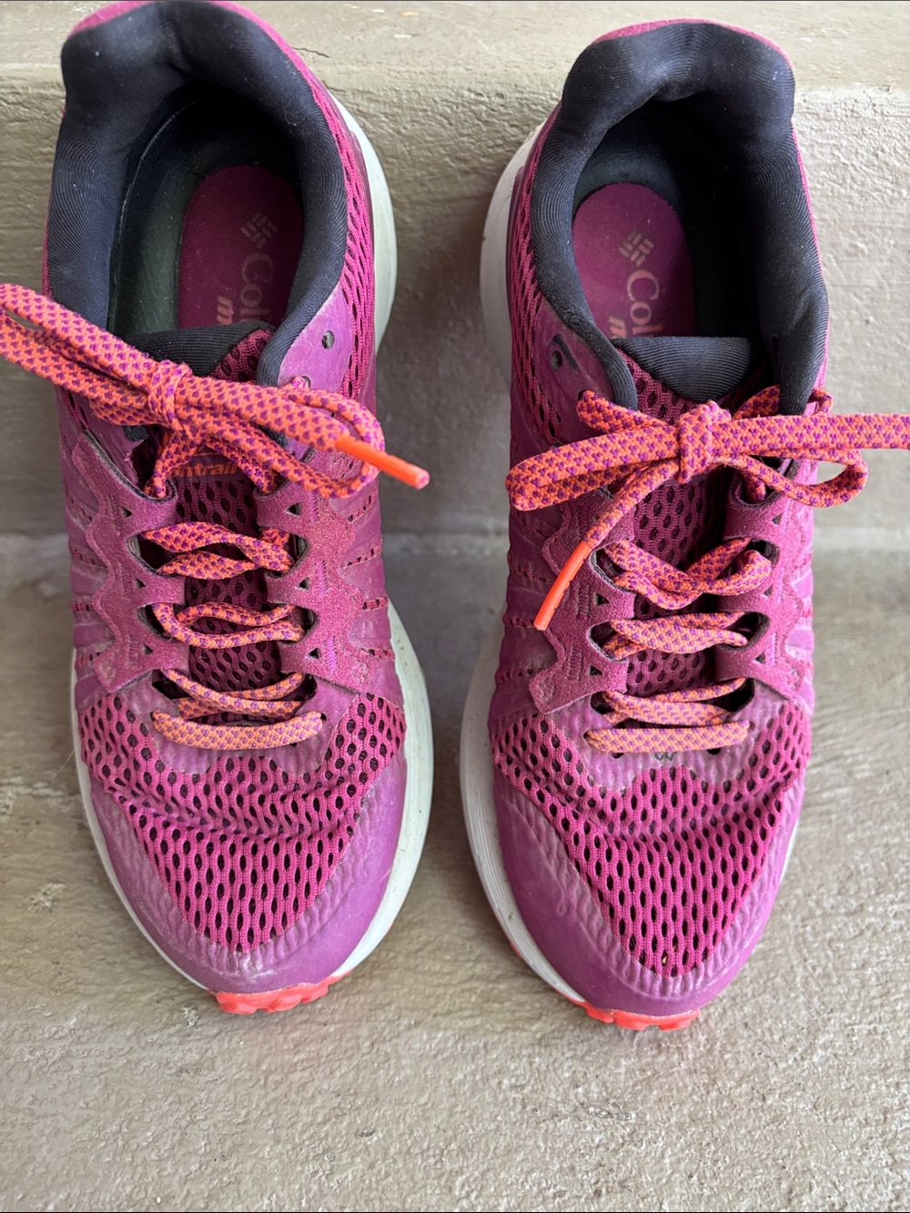 Columbia Women's Pink Athletic Mesh Sneakers with Orange Accents